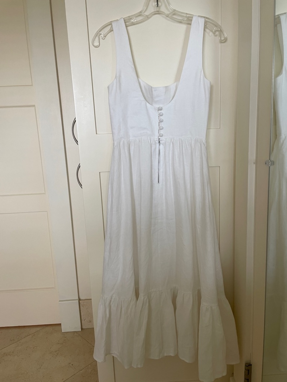 White Linen Tank-Style Midi Dress - Picture 3 of 6